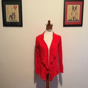 Vibrant Red Open Front Cardigan